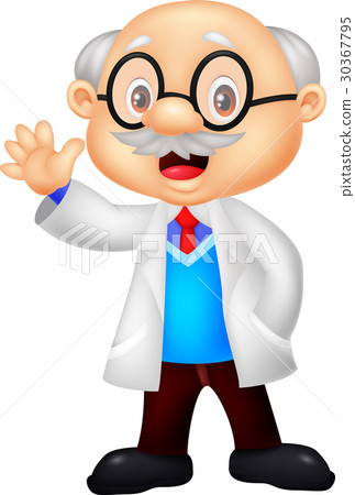 Professor cartoon waving hand Professor cartoon waving hand 30367795