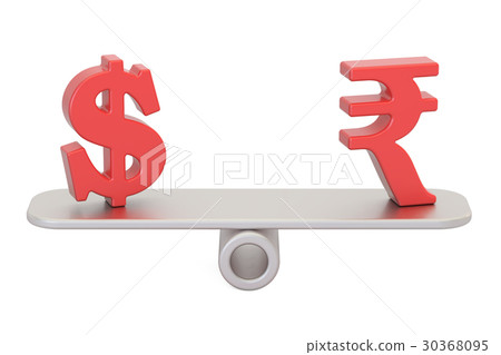Dollar or Rupee, balance concept. 3D rendering 30368095