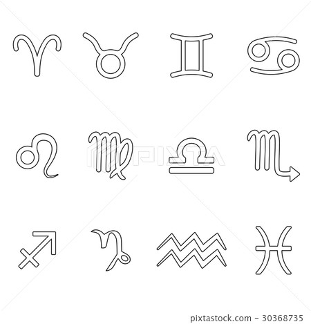 zodiac signs for astrology simple set of icons Stock