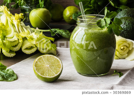 Detox diet. Green smoothie with vegetables 30369869