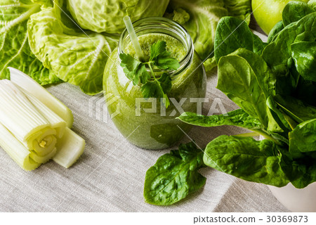 Detox diet. Green smoothie with vegetables 30369873