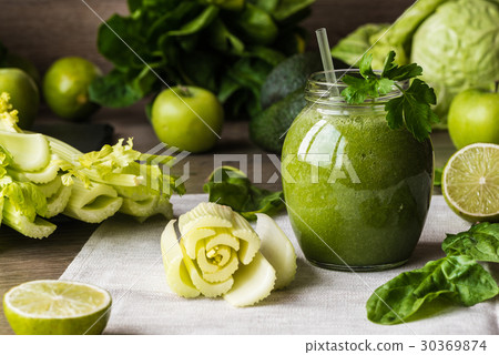 Detox diet. Green smoothie with vegetables 30369874