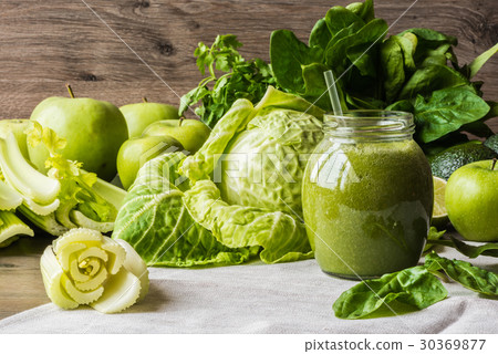 Detox diet. Green smoothie with vegetables 30369877