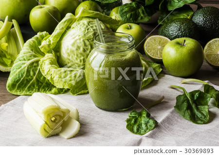 Detox diet. Green smoothie with vegetables Detox diet. Green smoothie with vegetables 30369893