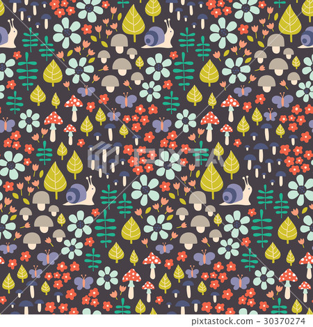 Seamless cute seasonal pattern with fores Seamless cute seasonal pattern with fores 30370274