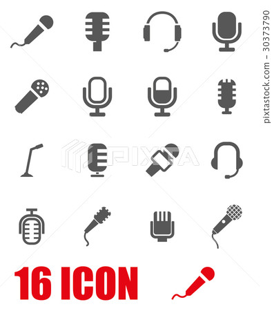 Vector grey microphone icon set - Stock Illustration [30373790] - PIXTA
