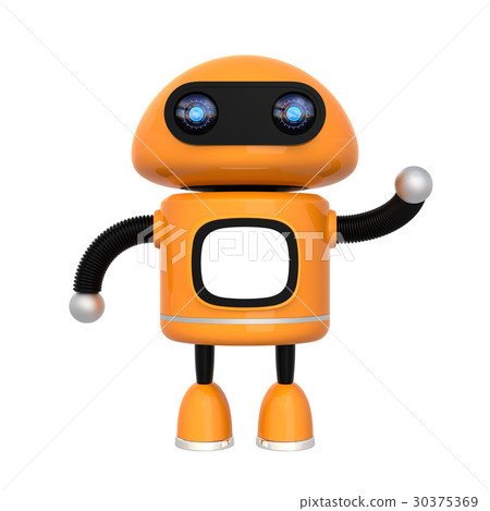 有拷貝空間的橙色機器人在顯示器 30375369