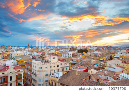 Sunset skyline of Valencia. Spain Sunset skyline of Valencia. Spain 30375708