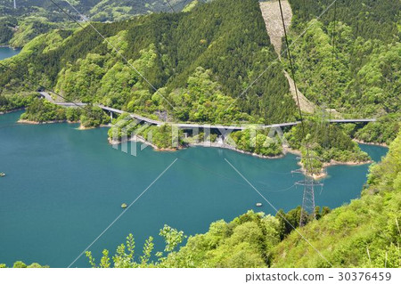 宮城湖，清新的綠色，輸電線路和道路 30376459