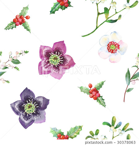 Seamless Pattern with Christmas Flowers Seamless Pattern with Christmas Flowers 30378063