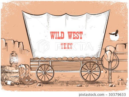 Wild west wagon background for text. Wild west wagon background for text. 30379633