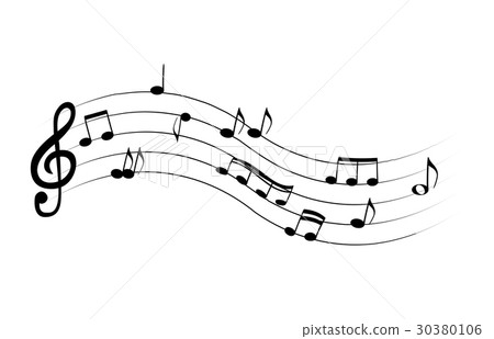 Set of musical notes on five-line clock notation 30380106