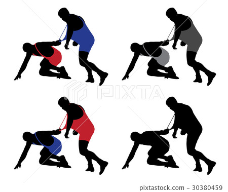 Wrestler pulling opponent's uniform Wrestler pulling opponent's uniform 30380459