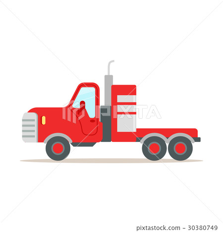 Red cargo truck colorful cartoon vector Red cargo truck colorful cartoon vector 30380749