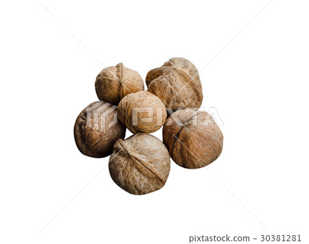 Walnuts closeup isolated on white background Walnuts closeup isolated on white background 30381281