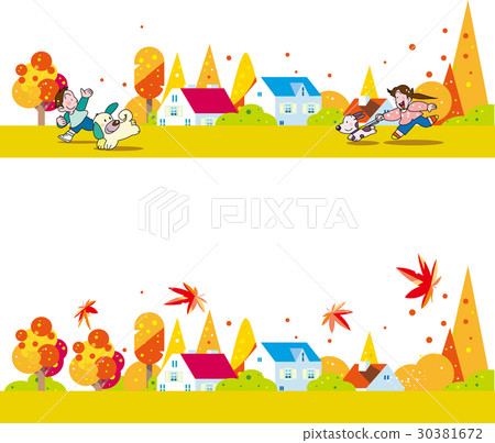 秋天的小鎮和孩子們 30381672