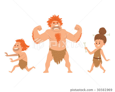 Caveman primitive stone age cartoon neanderthal - Stock Illustration  [30381969] - PIXTA