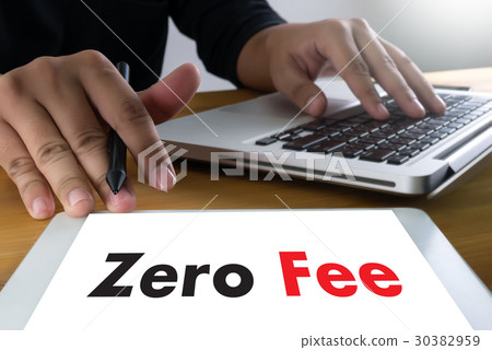 Laptop with blank screen on table. Workspace new 30382959