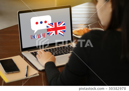 Laptop with blank screen on table. Workspace new Laptop with blank screen on table. Workspace new 30382978