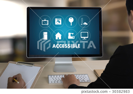 Laptop with blank screen on table. Workspace new Laptop with blank screen on table. Workspace new 30382983