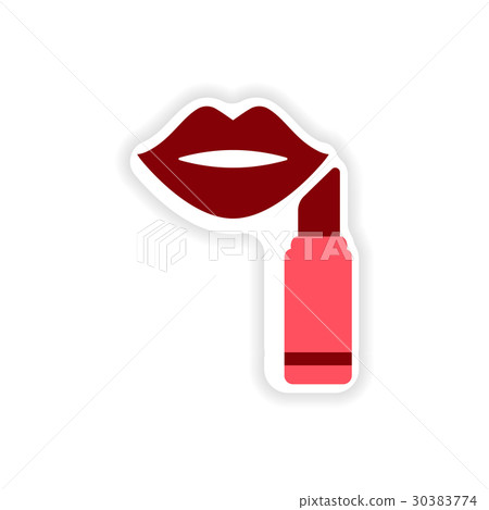 stylish paper sticker on white background lipstick stylish paper sticker on white background lipstick 30383774