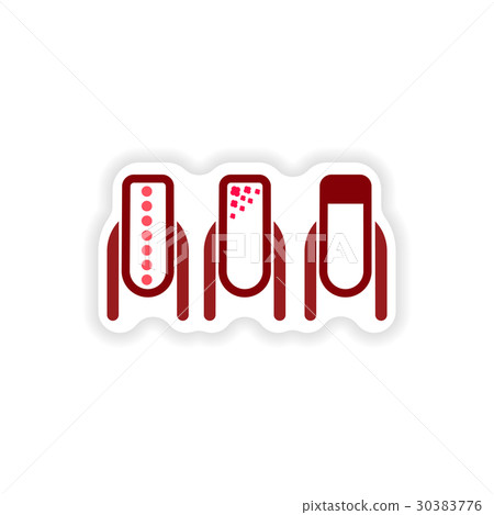 stylish paper sticker on white background manicure 30383776