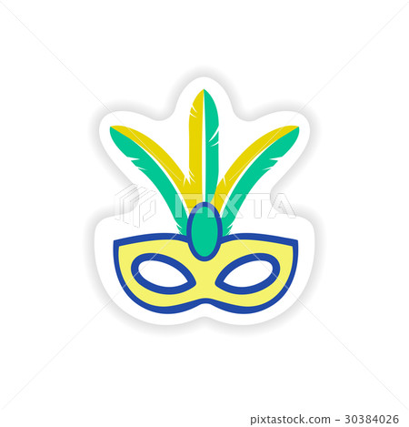 stylish paper sticker on white background carnival stylish paper sticker on white background carnival 30384026