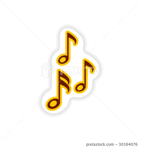 stylish paper sticker on white background musical 30384076