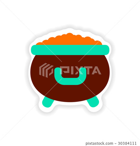 stylish paper sticker on white background cauldron stylish paper sticker on white background cauldron 30384111