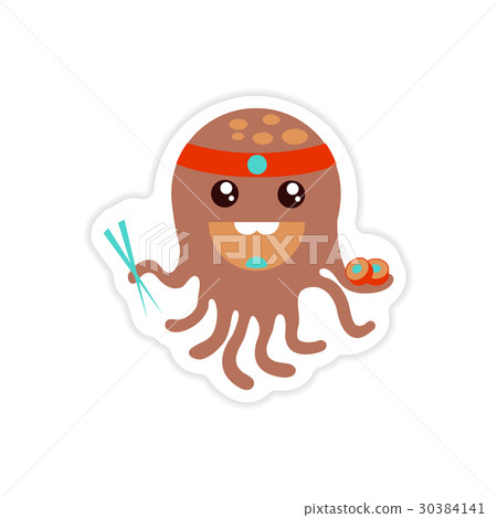 stylish paper sticker on white background octopus stylish paper sticker on white background octopus 30384141