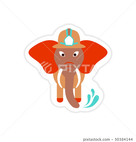 stylish paper sticker on white background elephant stylish paper sticker on white background elephant 30384144