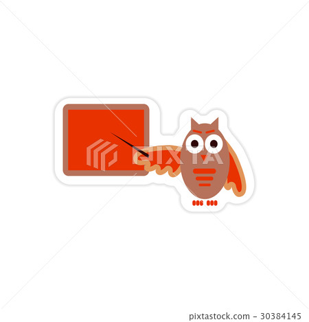 stylish paper sticker on white background owl stylish paper sticker on white background owl 30384145