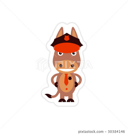 stylish paper sticker on white background donkey stylish paper sticker on white background donkey 30384146
