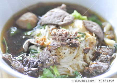 Chinese noodle with beef and meatball Chinese noodle with beef and meatball 30384396