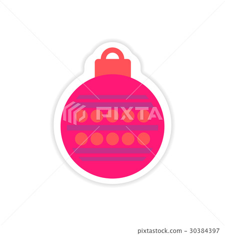 paper sticker on white background Christmas ball paper sticker on white background Christmas ball 30384397