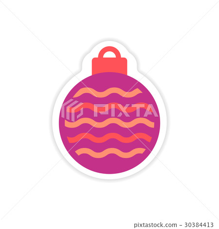 paper sticker on white background Christmas ball paper sticker on white background Christmas ball 30384413