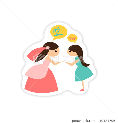 paper sticker on white background Bride with paper sticker on white background Bride with 30384706