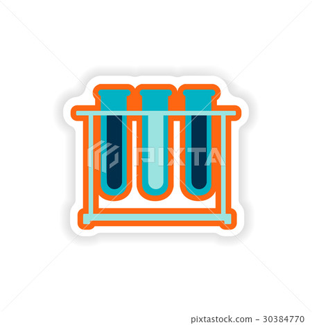 paper sticker on white background flask in stand paper sticker on white background flask in stand 30384770