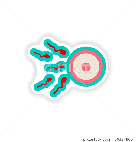 paper sticker on white background female egg and 30384909