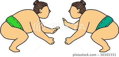 Rikishi Sumo Wrestler Face Off Mono Line 30385331