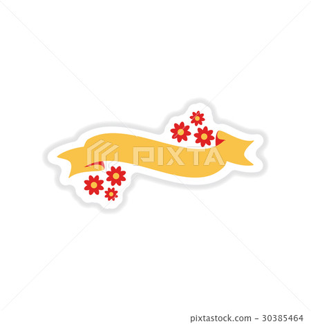 paper sticker on white background flowers garland 30385464