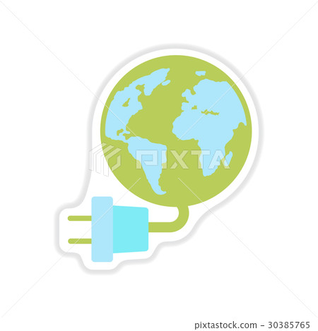 paper sticker on white background earth energy 30385765