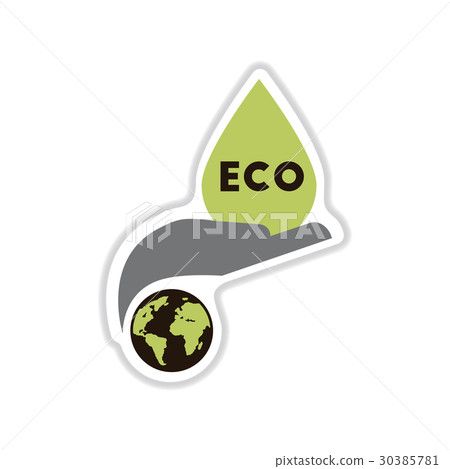 paper sticker on white background eco symbol paper sticker on white background eco symbol 30385781