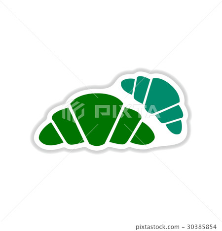 paper sticker on white background croissants paper sticker on white background croissants 30385854