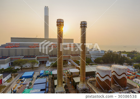 Hong Kong power station at sunset 30386538