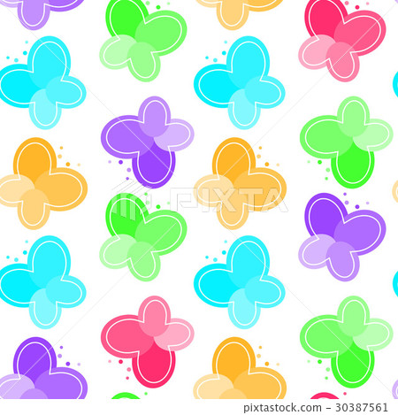 Colorful pattern with bright butterflies on white 30387561