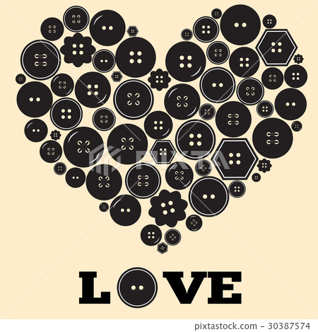 Heart made of black buttons 30387574