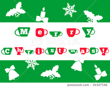 Cute christmas greeting card with coffee cups Cute christmas greeting card with coffee cups 30387586