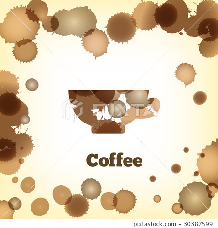 stylized silhouette on coffee splashes 30387599
