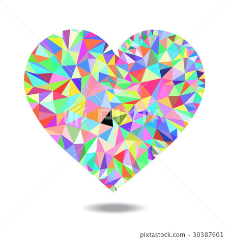 Abstract multicolored polygonal heart. Abstract multicolored polygonal heart. 30387601